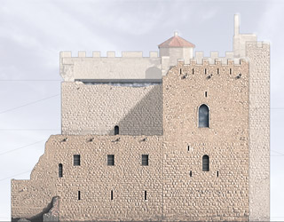 Plan de coupe du Monastère fortifié, iles de Lérins, Ile Saint Honorat